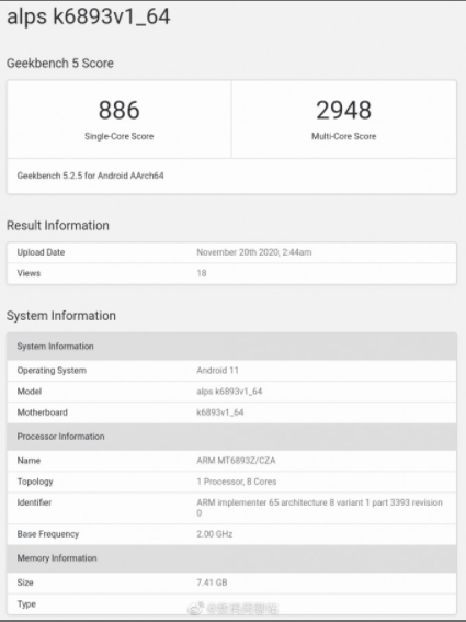 Screen Shot 2563 11 22 at 09.09.20 | MediaTek | เผยผลทดสอบชิป MT6893 จาก MediaTek ทำผลงานได้เทียบเท่าชิปเรือธง Snapdragon 865