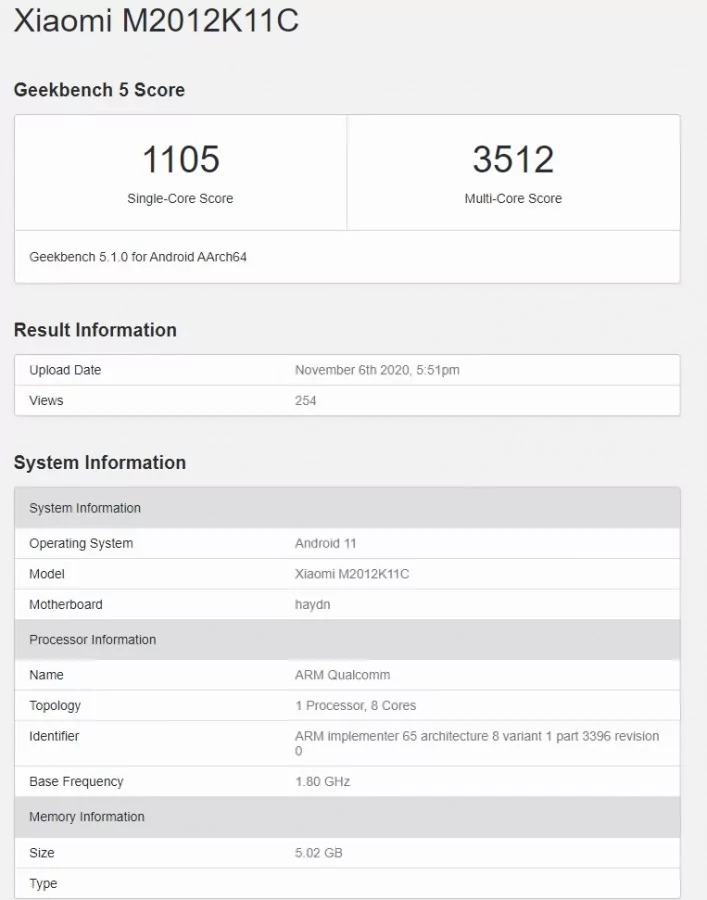 gsmarena 001 4 | snapdragon 875 | มาแล้ว! หลุดคะแนนเรือธงรุ่นใหม่ของ Xiaomi มาพร้อม Snapdragon 875