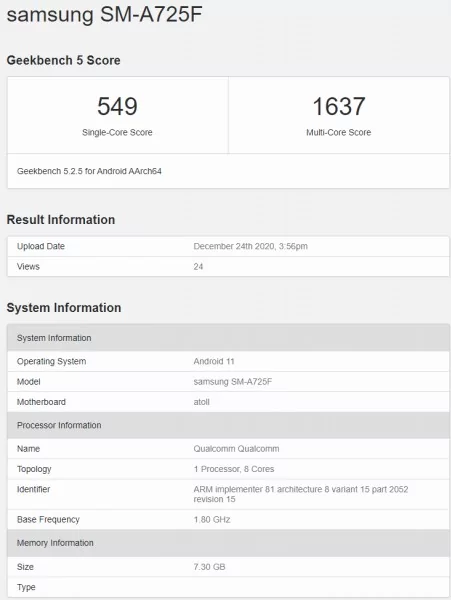 gsmarena 001 14 | galaxy a72 | พบข้อมูล Samsung Galaxy A72 4G ใช้ Snapdragon 720G