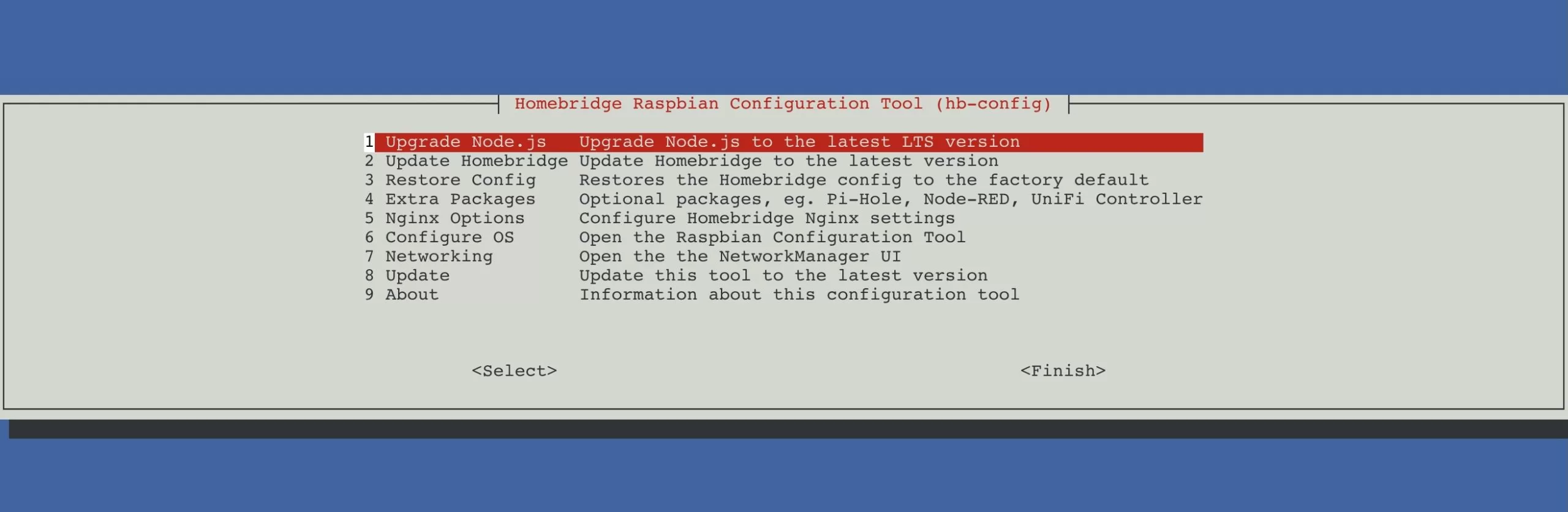 อัพเดต nodeJS ด้วย hb-config