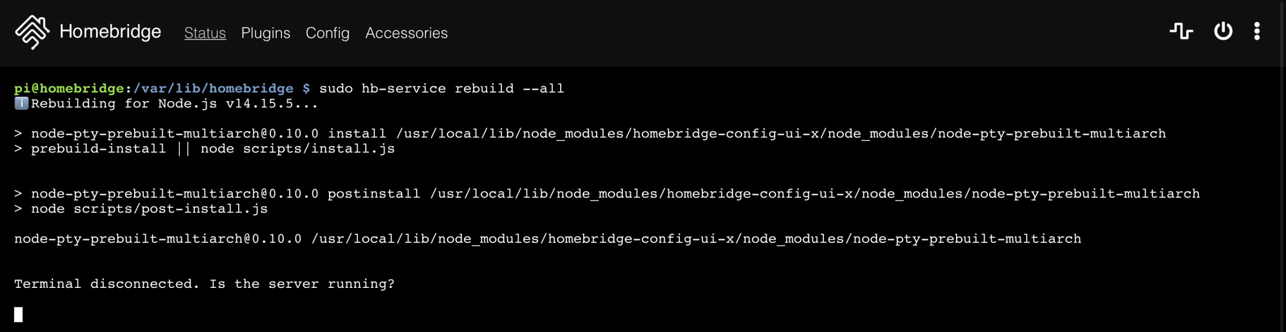 ขั้นตอนการอัพเดต Node Modules บน Homebridge