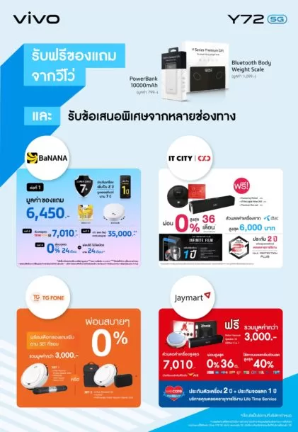 Y72 PR Pre order 01 | Vivo | รวมดีล Vivo Y72 5G จากหลายช่องทาง เป็นเจ้าของสมาร์ตโฟน 5G ราคาเริ่มต้น 2,989 บาท