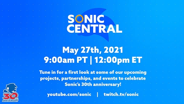 Sonic Central 05 25 21 | SEGA | Sega จะจัดสตรีมสด“ Sonic Central” ในวันที่ 27 พฤษภาคม นี้คาดว่าจะเปิดตัวเกมใหม่
