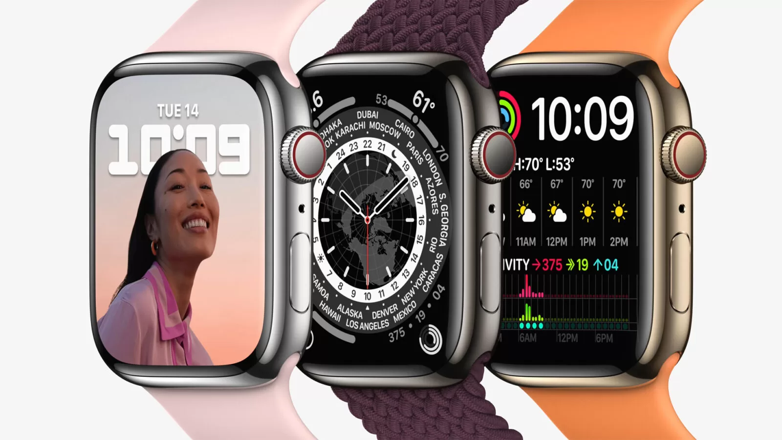 Apple Watch 8 จะยังใช้ดีไซน์เดิม เพิ่มเติมรุ่น Pro มาแทน 1 Apple watch series7 lineup 01 09142021 big carousel.jpg.large 2x | apple | Apple Watch 8 จะยังใช้ดีไซน์เดิม เพิ่มเติมรุ่น Pro มาแทน