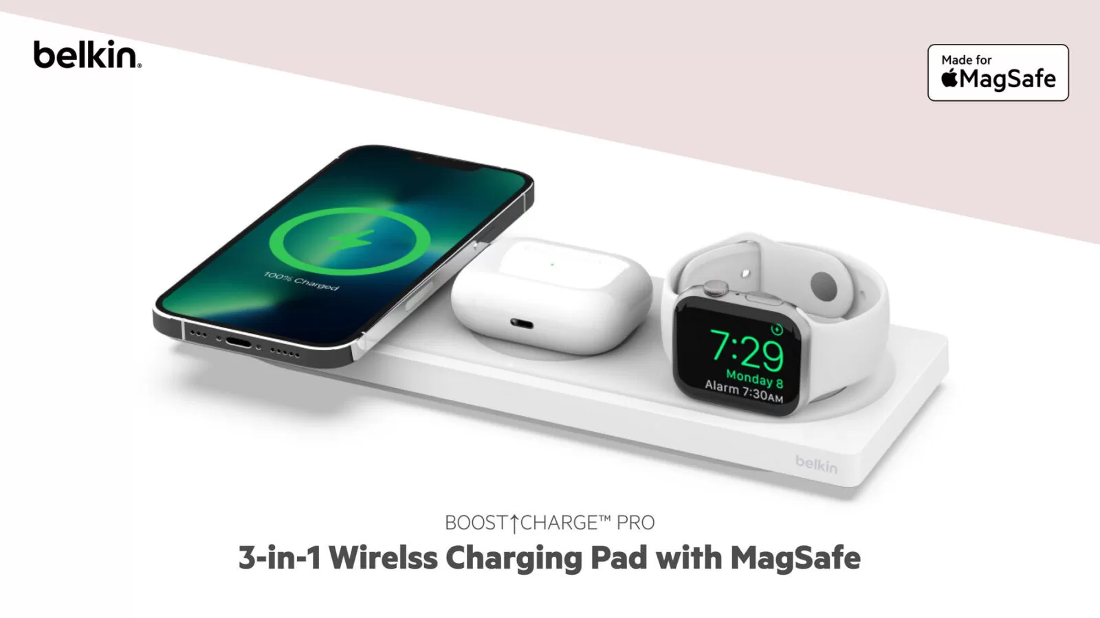 Belkin เปิดตัวอุปกรณ์เสริมใหม 3 รุ่น ดีไซน์ด้วยคอนเซปต์ Better with Belkin 1 BOOST↑CHARGE™-PRO-3-in-1-Wireless-Charging-Pad-with-MagSafe