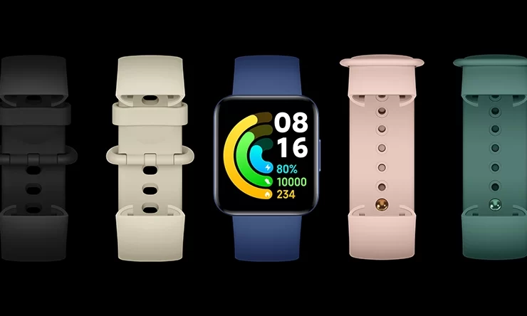 POCO-Watch-with-different-color-bands-on-black-background-qwefiohqwef