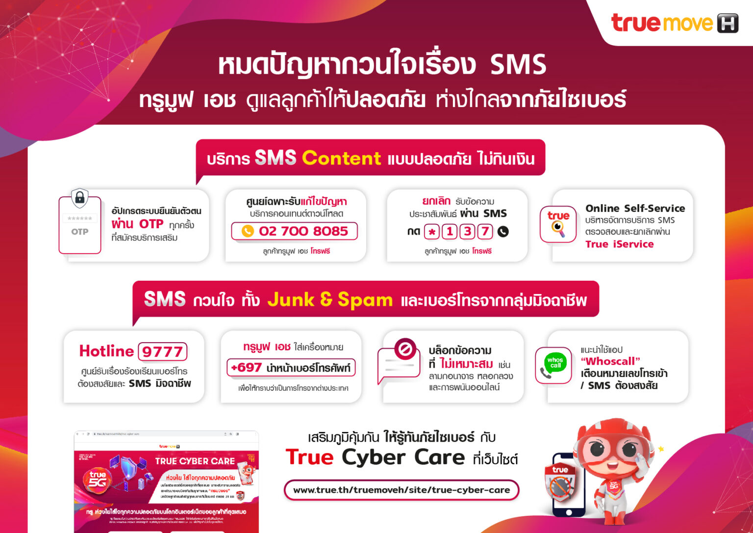 แก้ปัญหากวนใจเรื่อง SMS กินเงิน ทรูมูฟ เอช ปกป้องไม่ให้เสียเงินฟรี วิธีแก้ไข ไม่โดนสแปม 106