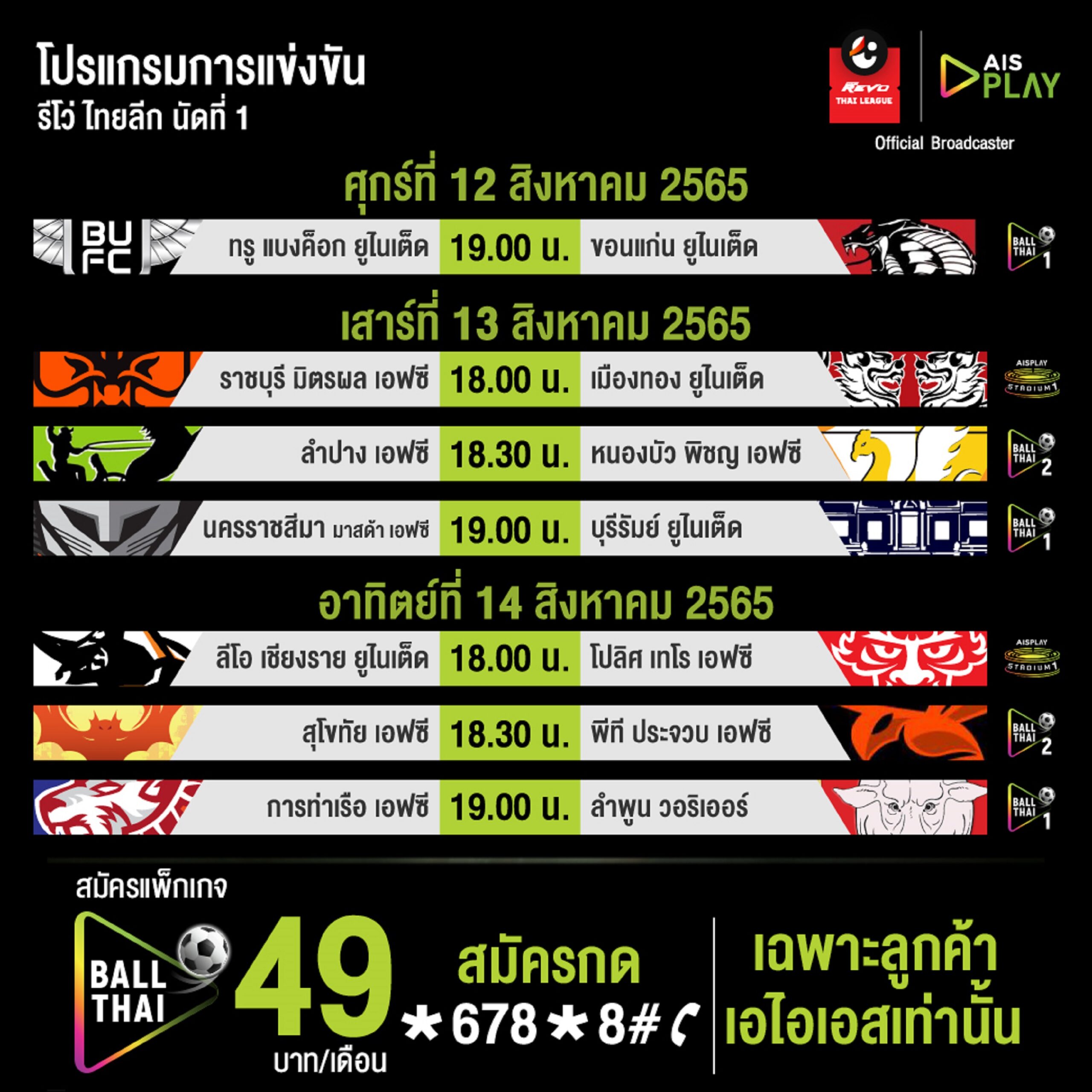 โปรแกรมการแข่งขันรีโว่-ไทยลีก-นัดที่-1