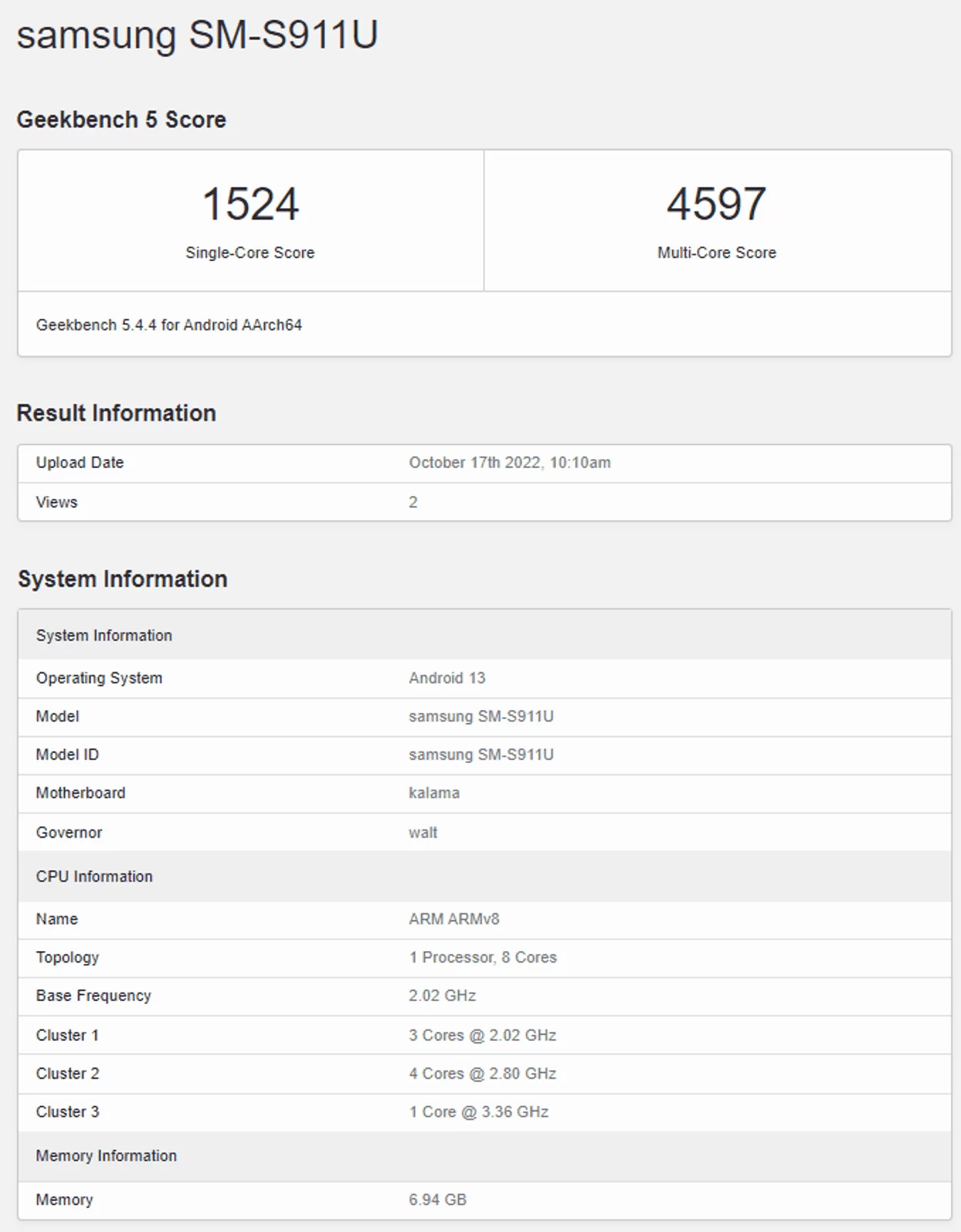 gsmarena 001 | galaxy s23 | หลุดผลทดสอบ Samsung Galaxy S23 ใช้ชิป Snapdragon 8 Gen 2