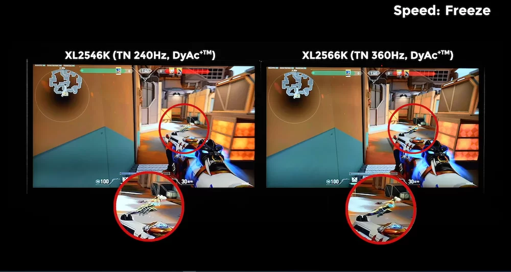 DyAc⁺™ on XL2566K makes vigorous in game actions such as spraying clearer than DyAc⁺™ on XL2546K. | TN 360Hz DyAc⁺ | ZOWIE เปิดตัว XL2566K จอเกมมอนิเตอร์ รุ่นแรกที่ใช้เทคโนโลยี TN 360Hz DyAc⁺