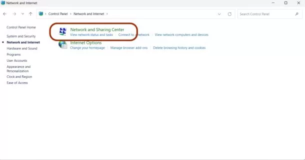 วิธีหา Network and Internet Network and Sharing Center อยู่ไหน 
