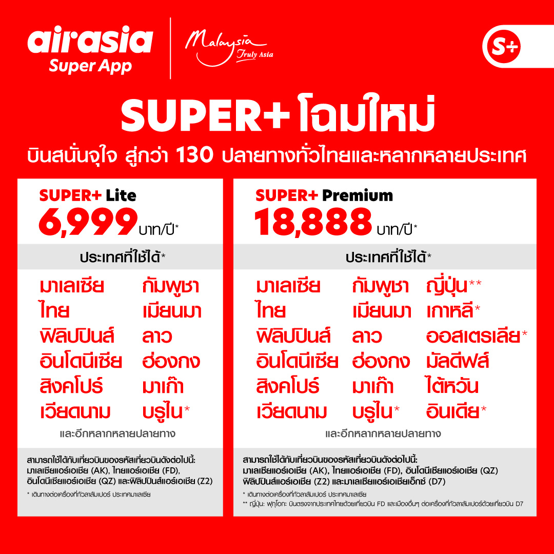 2022TH S PRICE REVEAL PHOTO1 | airasia super app | บินบ่อย สมัครด่วน! airasia Super App ขายแพ็กเกจบินสนั่นแบบรายปี เริ่มต้นแค่ 6,999 บาท