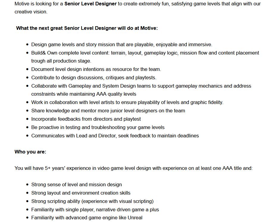 EA Iron Man Senior level designer listing | Iron Man | ลือ! โปรเจกต์ Iron Man จาก EA อาจพัฒนาโดยใช้ Unreal Engine