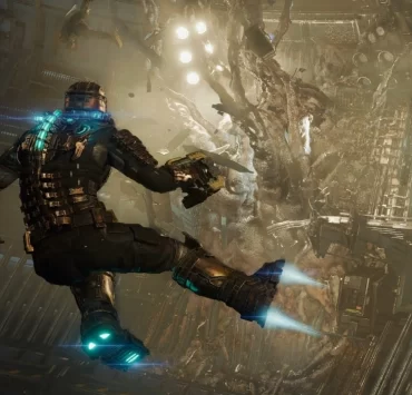 Issac Clarke flying through machinery in Dead Space remake. | Dead Space Remake | สั่งซื้อ Dead Space Remake ล่วงหน้าบน Steam จะได้รับ Dead Space 2 ไปเล่นกันแบบฟรี ๆ