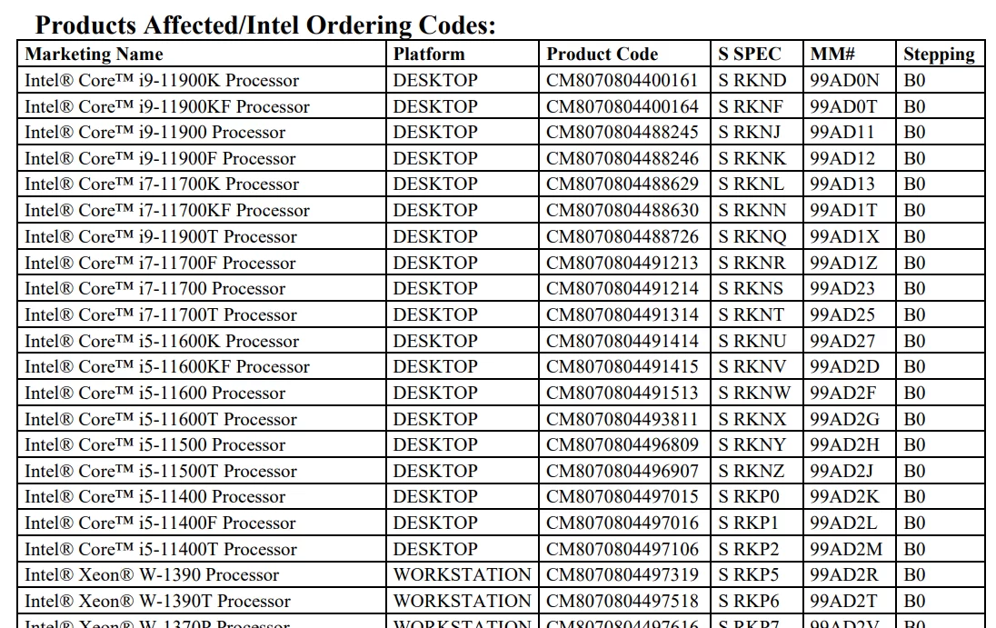 INTEL ROCKET LAKE EOL 2 | intel | Intel Core เจเนเรชัน 11 สถาปัตยกรรม Rocket Lake-S เริ่มกระบวนการยกเลิกการผลิตแล้ว