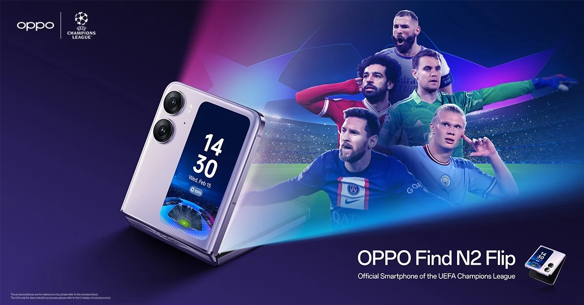 OPPO Find N2 Flip เปิดตัวเป็นสมาร์ตโฟนสนับสนุน UEFA Champions League อย่างเป็นทางการ 1 OPPO | Find N2 Flip | OPPO Find N2 Flip เปิดตัวเป็นสมาร์ตโฟนสนับสนุน UEFA Champions League อย่างเป็นทางการ