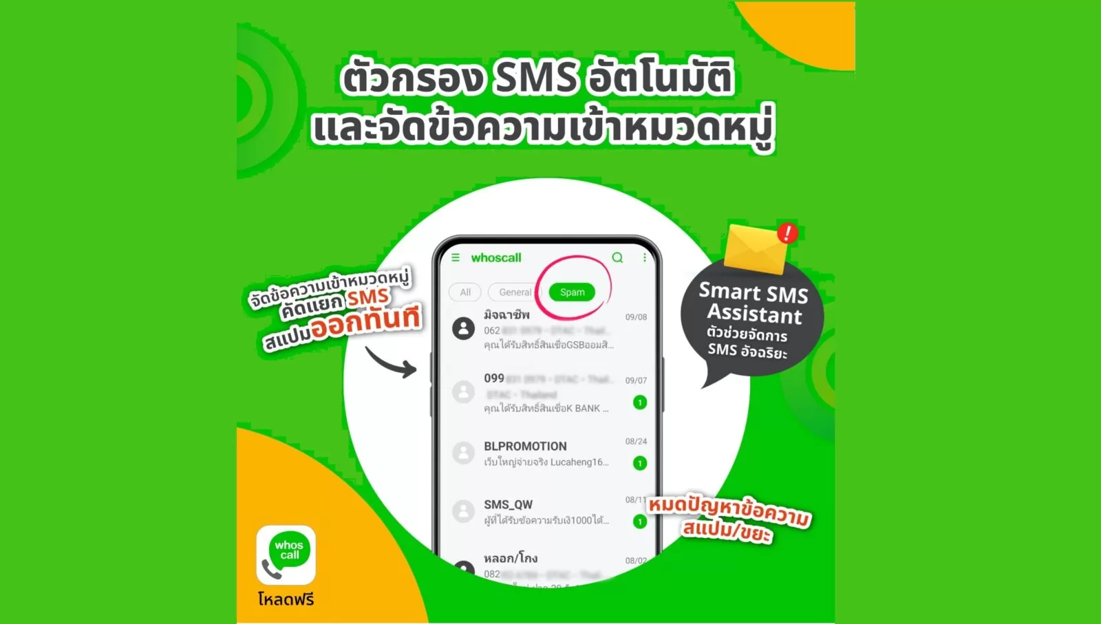 เปิดตัวฟังก์ชั่น SMS Whocall | Whoscall | เปิดตัวฟังก์ชั่น