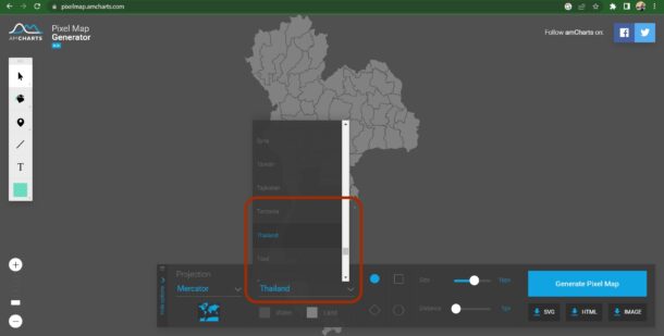 วิธีทำและดาวน์โหลดภาพ แผนที่จังหวัดหรือประเทศ ผ่าน Pixel Map เพื่อใช้ทำอินโฟกราฟฟิก 