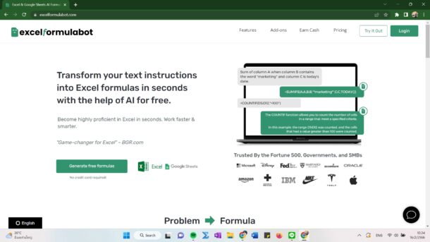 วิธีหาสูตร Excel และ Google sheets โดยใช้ AI อย่าง Excelformulabot