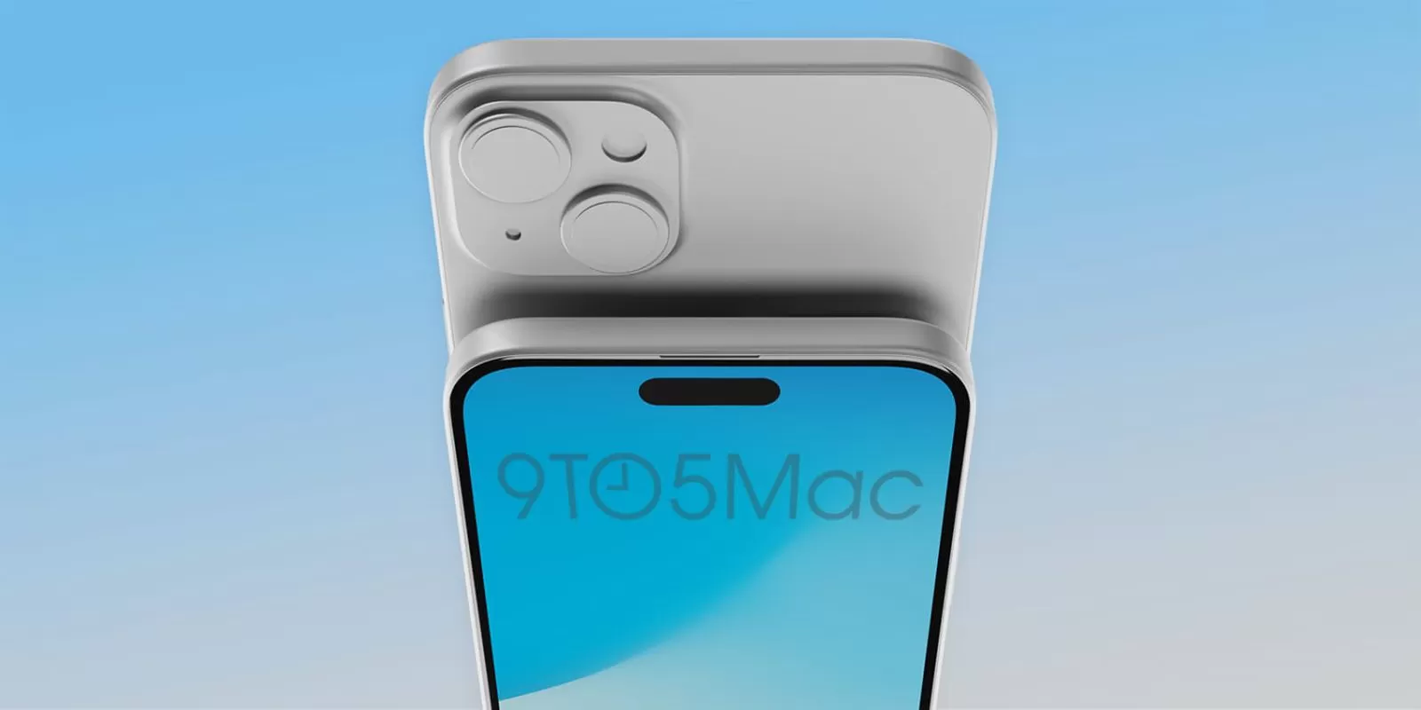 iphone 15 plus 9to5 | apple | ชมภาพเรนเดอร์ iPhone 15 Plus ที่ขอบจอบางลง พอร์ต USB-C และ Dynamic Island