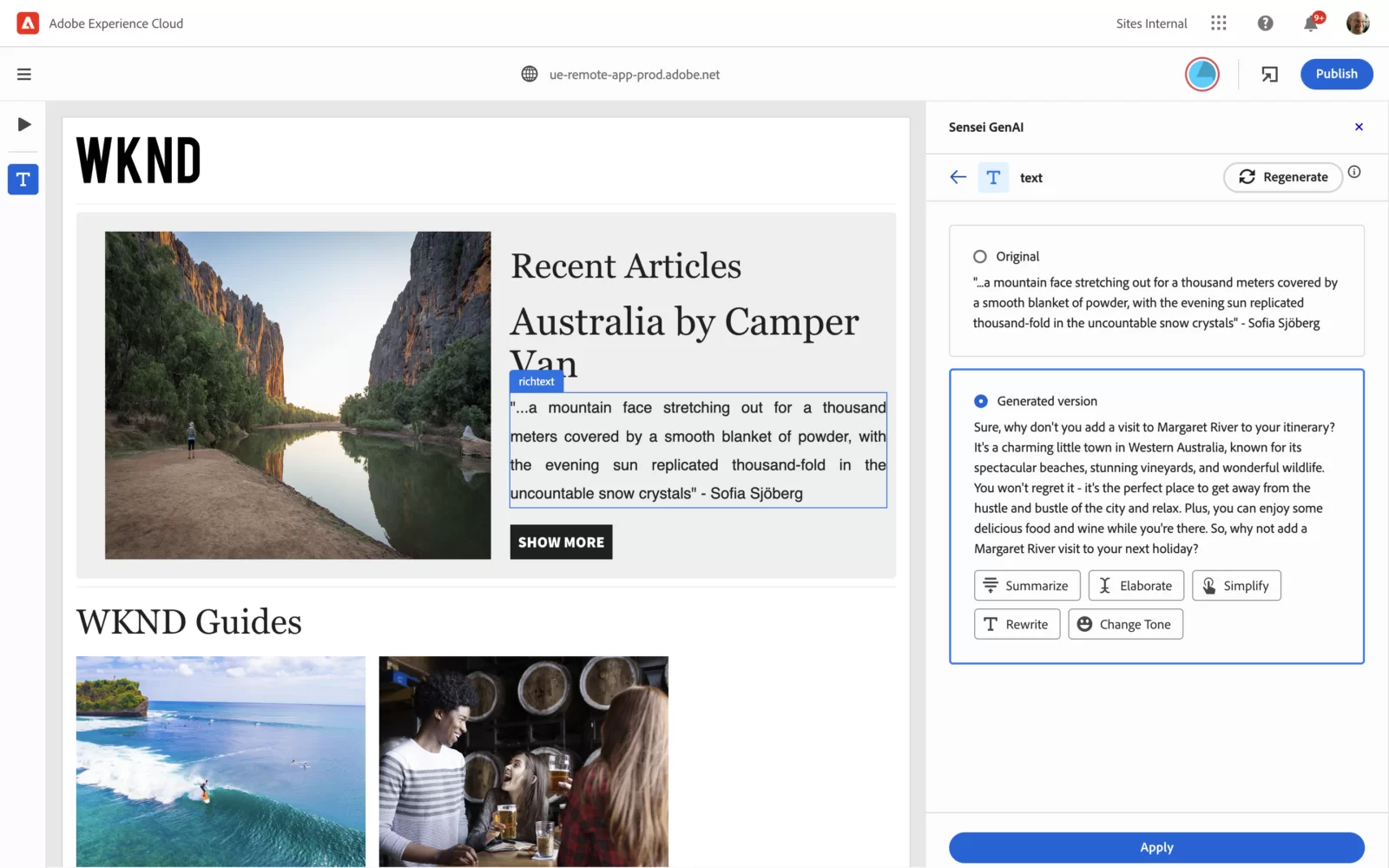 อะโดบีเปิดตัวบริการใหม่ Sensei GenAI 1 AEM Sites Editor GenAI GenerateResult | Adobe | อะโดบีเปิดตัวบริการใหม่ Sensei GenAI