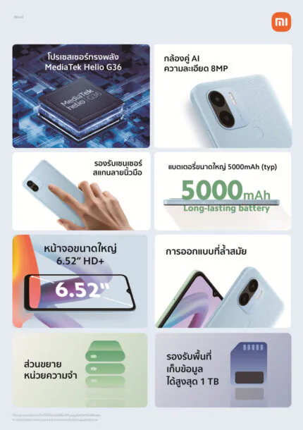 Redmi A2 03 | Redmi A2+ | รุ่นประหยัดสุด! Redmi A2+ ราคาขายแค่ 3,099 บาท