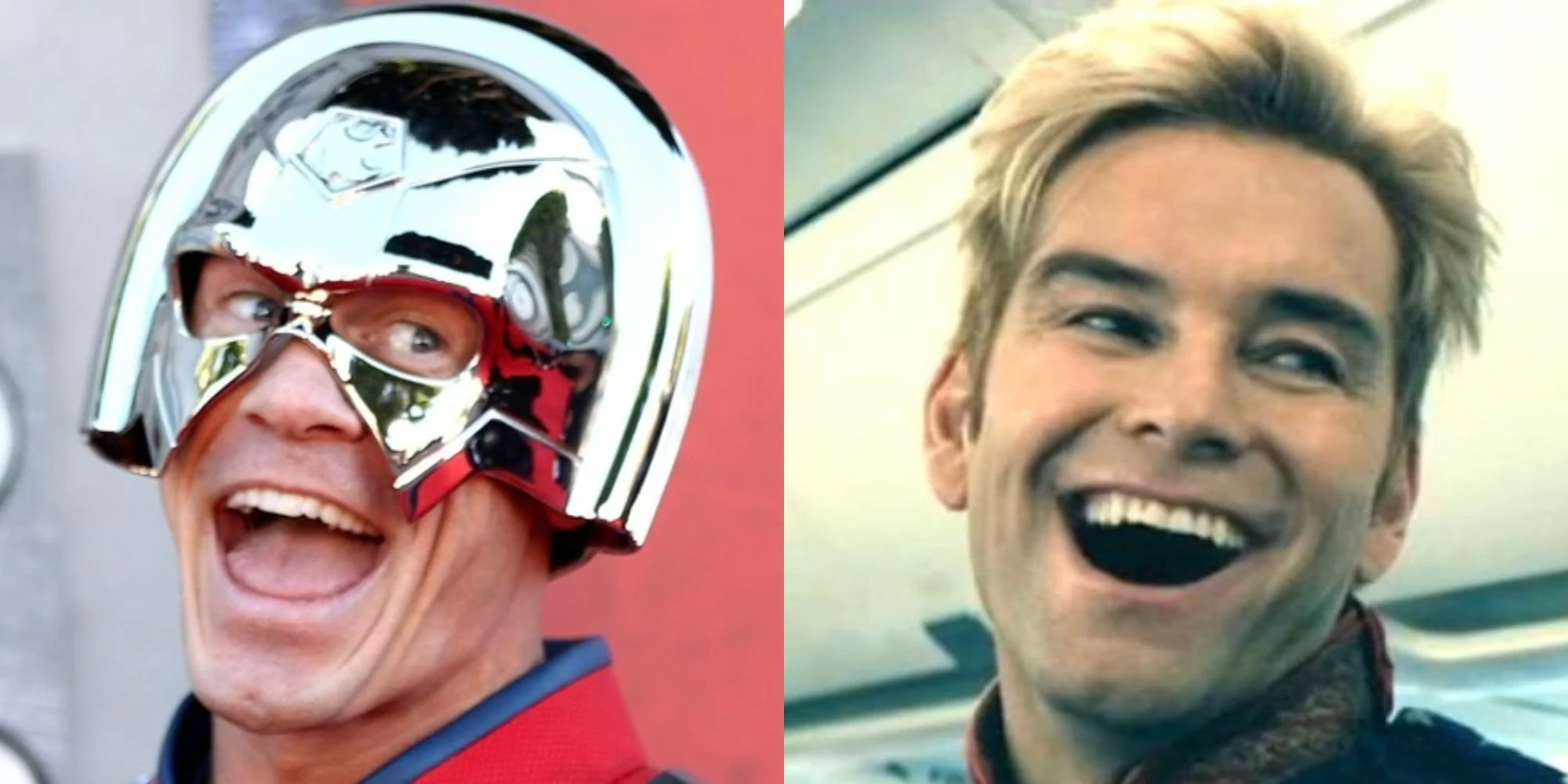 Split image of Peacemaker from Peacemaker and Homelander from The Boys | Mortal Kombat 12 | ลือ! Peacemaker และ Homelander อาจมาร่วมแจมในเกม Mortal Kombat 12