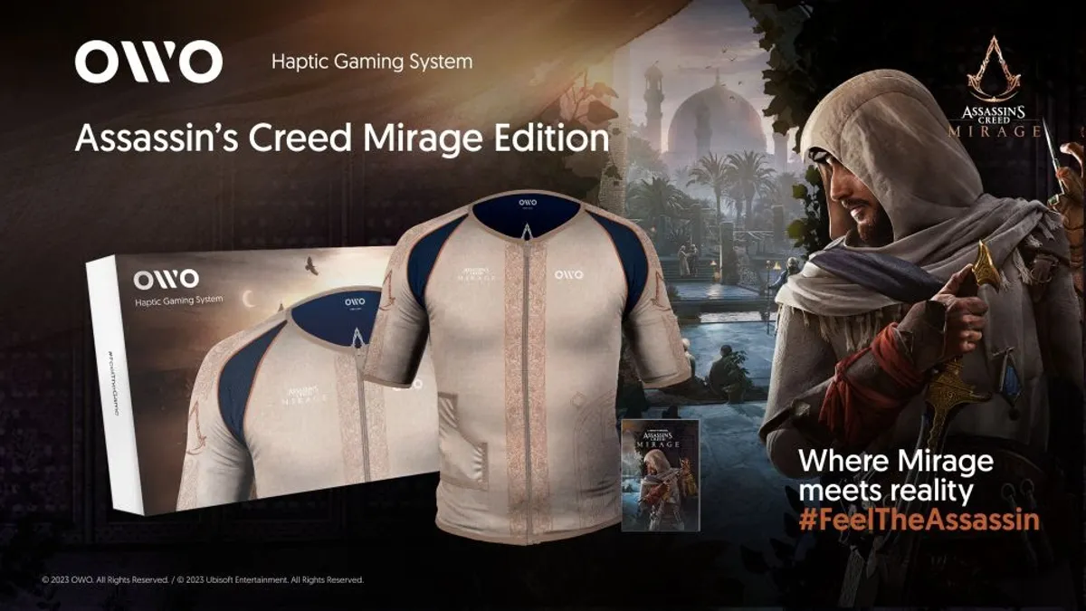 619d5c8c34e99a63322b0002da25fccb | Assassin’s Creed Mirage | เจ็บจริง! Ubisoft จับมือ OWO เปิดตัวชุดที่มี Haptic Feedback ลาย Assassin’s Creed Mirage