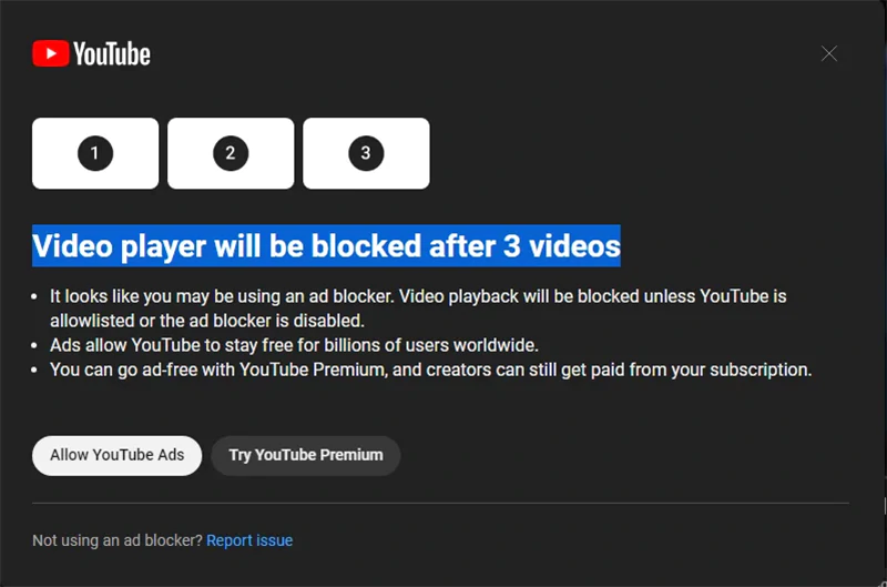 youtube adblock | youtube | YouTube เริ่มทดสอบแจ้งแบนกับผู้ใช้งานที่ใช้ AdBlock