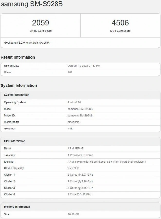 gsmarena 001 2 | galaxy s24 | พบ Samsung Galaxy S24 Ultra ผ่านการทดสอบ Geekbench