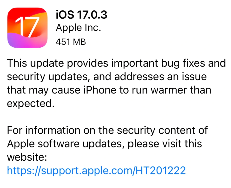 ios 17.0.3 | apple | Apple ปล่อยอัปเดต iOS 17.0.3 แก้ปัญหา iPhone 15 Pro เครื่องร้อน