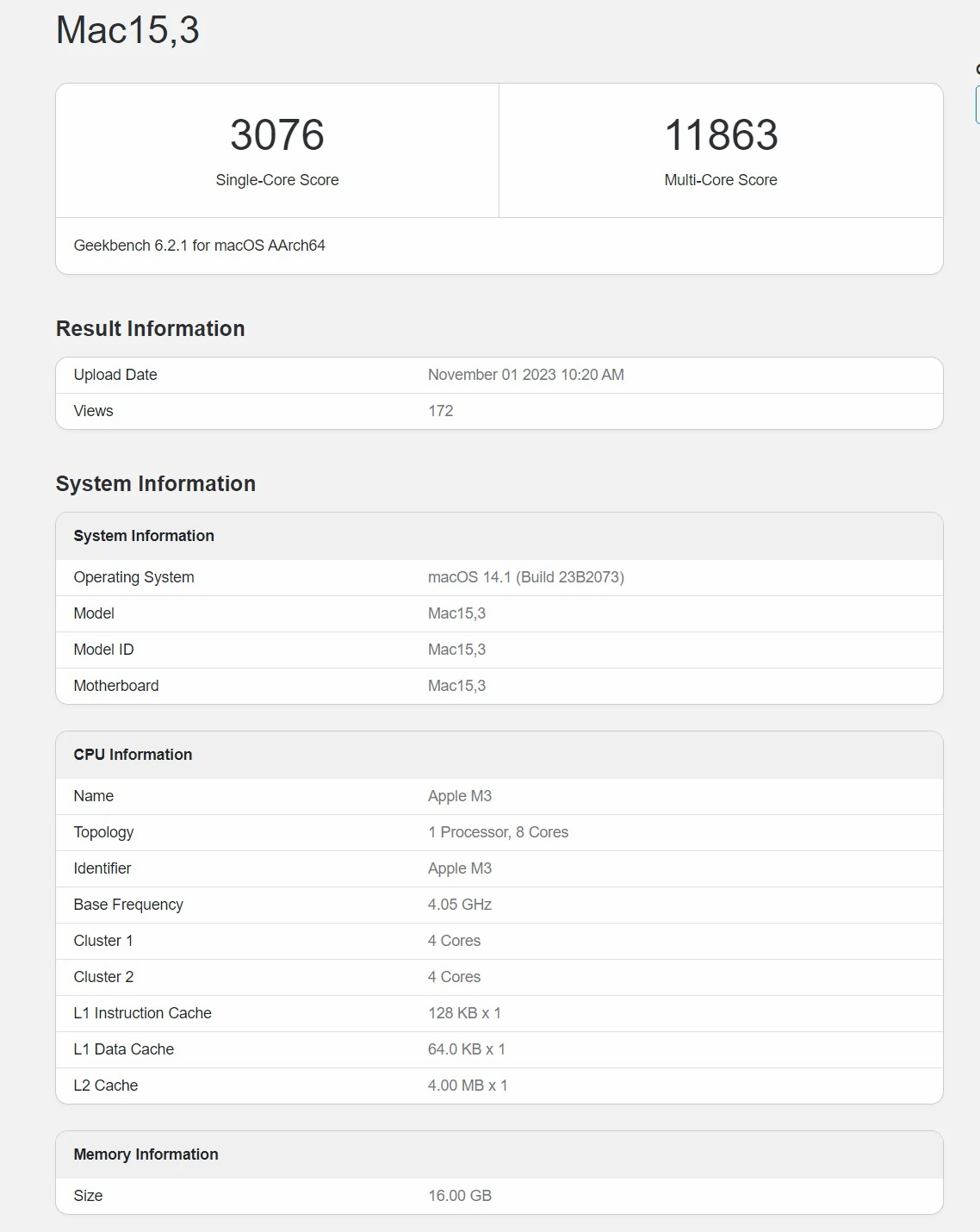 Apple M3 Geekbench 6 results | M3 | ผลทดสอบจาก Geekbench 6 ยืนยันชิป M3 เร็วกว่า M2 Pro ประมาณ 16%