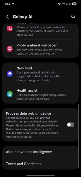 วิธีการเปิด On-Device-Processing ของ Samsung Galaxy AI