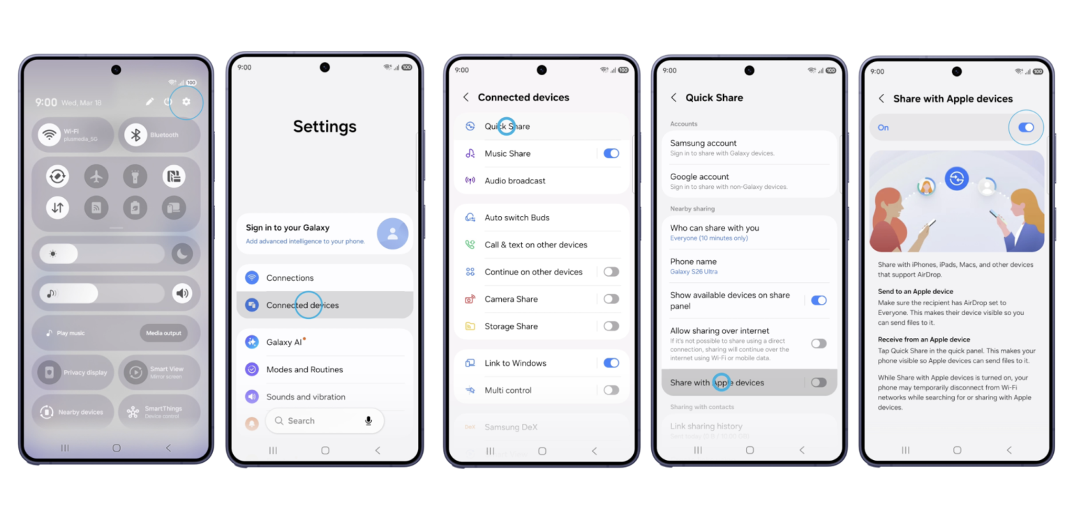 สร้างมาตรฐานใหม่อีกครั้ง ซัมซุงอัปเดตความสามารถ Quick Share บน Galaxy S26 Series ส่งรูปภาพและไฟล์ถึงอุปกรณ์ iOS ได้แล้วโดยไม่ต้องติดตั้งแอปเพิ่ม